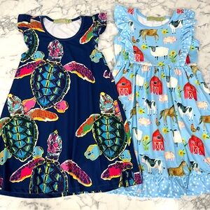 Bundle 2 Millie Loves Lily barnyard animals sea turtles dress girls sz 6